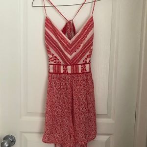 Strappy Red Patterned Romper